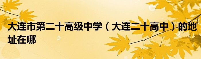 大连市第二十高级中学(大连二十高中)的地址在哪_东南教育网