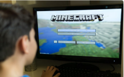 玩家正在世界建筑游戏Minecraft中构建一个1:1的地球模型