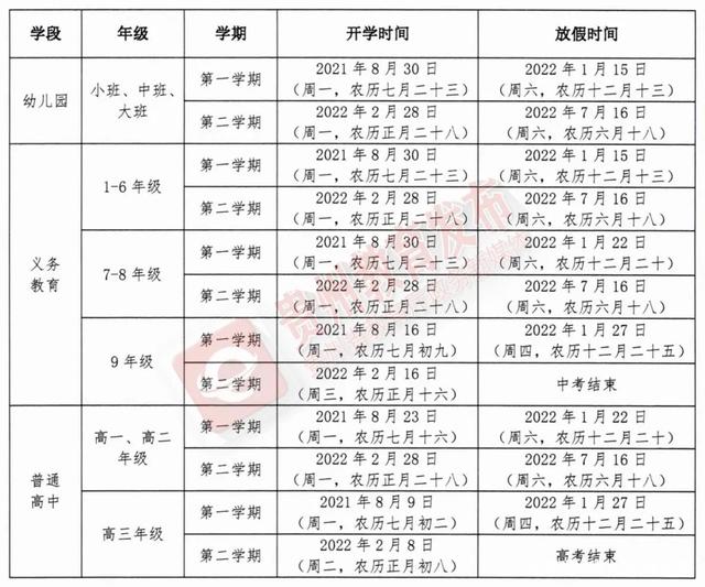 2021安顺中小学暑假开学时间几月几号