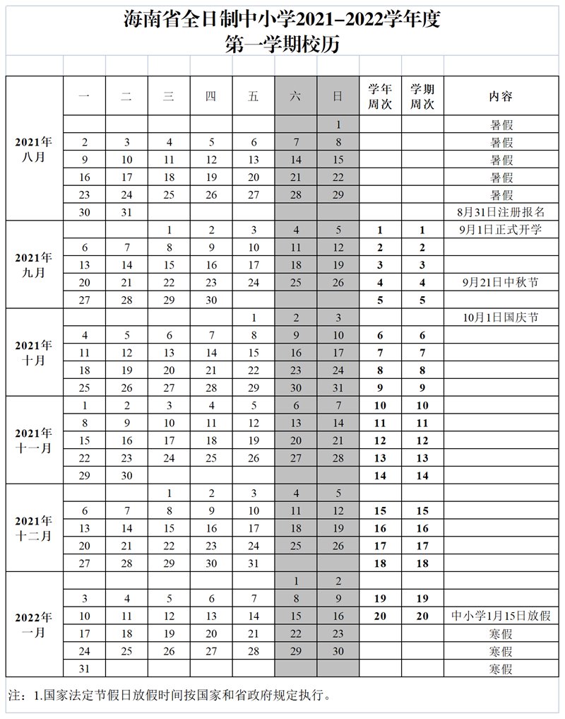 2022海口中小学寒假放假时间安排