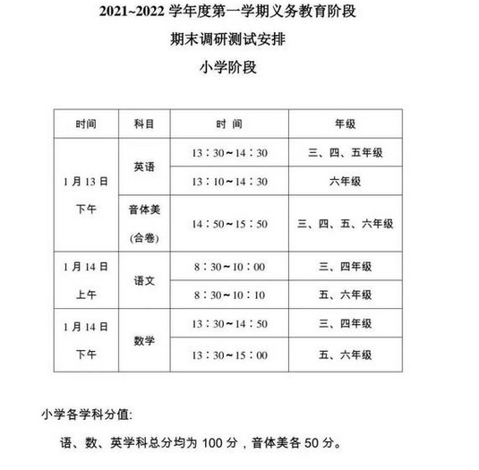 2022江苏泰州中小学期末考试安排