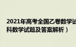 2021年高考全国乙卷数学试卷解析（2022全国乙卷高考理科数学试题及答案解析）