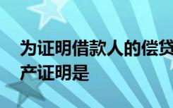 为证明借款人的偿贷能力,可接受的收入或财产证明是