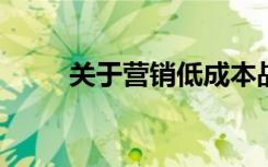关于营销低成本战略的正确说法是