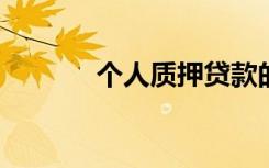 个人质押贷款的特点主要包括
