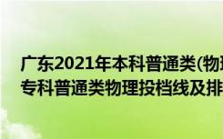广东2021年本科普通类(物理)投档情况（广东2022提前批专科普通类物理投档线及排名）