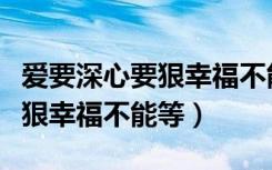 爱要深心要狠幸福不能等百度云（爱要深心要狠幸福不能等）