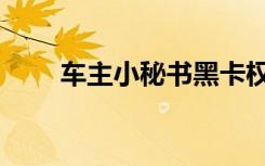 车主小秘书黑卡权限（车主小秘书）