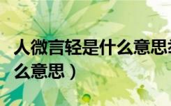人微言轻是什么意思举例说明（人微言轻是什么意思）