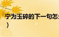宁为玉碎的下一句怎么说（宁为玉碎的下一句）