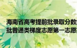 海南省高考提前批录取分数线2021年（海南2022本科提前批普通类梯度志愿第一志愿投档分数线）