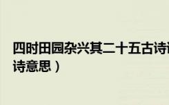四时田园杂兴其二十五古诗讲解（四时田园杂兴其二十五古诗意思）