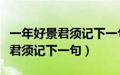 一年好景君须记下一句是什么苏轼（一年好景君须记下一句）