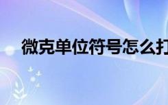 微克单位符号怎么打出来的（微克单位）