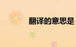 翻译的意思是（翻译的意思）