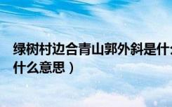 绿树村边合青山郭外斜是什么诗（绿树村边合青山郭外斜是什么意思）