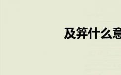 及笄什么意思（及笄）