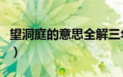 望洞庭的意思全解三年级（望洞庭的意思全解）