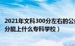 2021年文科300分左右的公办专科大学（2022高考文科300分能上什么专科学校）