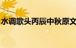 水调歌头丙辰中秋原文（水调歌头 丙辰中秋）