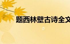 题西林壁古诗全文（题西林壁古诗）