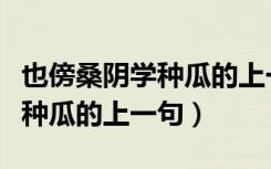 也傍桑阴学种瓜的上一句怎么读（也傍桑阴学种瓜的上一句）