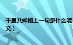 千里共婵娟上一句是什么呢（千里共婵娟上一句是什么及全文）