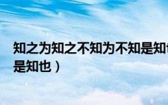 知之为知之不知为不知是知也注释（知之为知之不知为不知是知也）