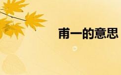 甫一的意思（甫怎么读）