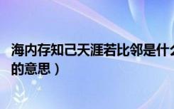 海内存知己天涯若比邻是什么意思（海内存知己 天涯若比邻的意思）