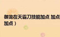 御龙在天霸刀技能加点 加点图文全攻略（御龙在天铁血霸刀加点）