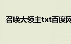 召唤大领主txt百度网盘（召唤大领主txt）