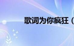 歌词为你疯狂（为谁疯狂歌词）