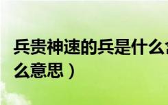 兵贵神速的兵是什么含义（兵贵神速的兵是什么意思）