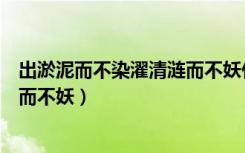 出淤泥而不染濯清涟而不妖什么意思（出淤泥而不染濯清涟而不妖）