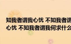 知我者谓我心忧 不知我者谓我何求什么意思?（知我者谓我心忧 不知我者谓我何求什么意思）
