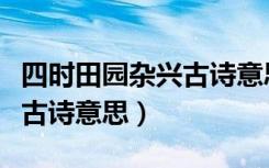 四时田园杂兴古诗意思和注释（四时田园杂兴古诗意思）