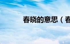 春晓的意思（春晓的意思全解）