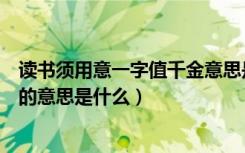 读书须用意一字值千金意思是什么（读书须用意一字值千金的意思是什么）