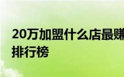 20万加盟什么店最赚钱,20万投资加盟店品牌排行榜