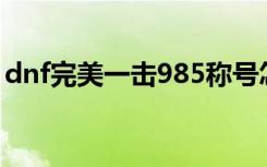 dnf完美一击985称号怎么做（dnf完美一击）