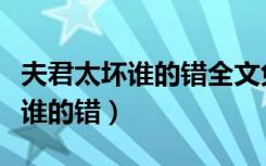 夫君太坏谁的错全文免费阅读番外（夫君太坏谁的错）