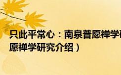只此平常心：南泉普愿禅学研究（关于只此平常心：南泉普愿禅学研究介绍）