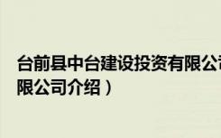 台前县中台建设投资有限公司（关于台前县中台建设投资有限公司介绍）