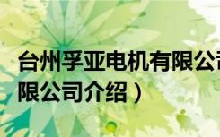 台州孚亚电机有限公司（关于台州孚亚电机有限公司介绍）