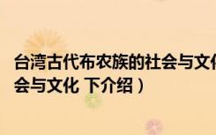台湾古代布农族的社会与文化 下（关于台湾古代布农族的社会与文化 下介绍）