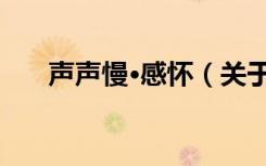 声声慢·感怀（关于声声慢·感怀简介）