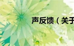 声反馈（关于声反馈简介）