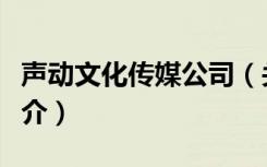 声动文化传媒公司（关于声动文化传媒公司简介）