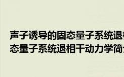 声子诱导的固态量子系统退相干动力学（关于声子诱导的固态量子系统退相干动力学简介）